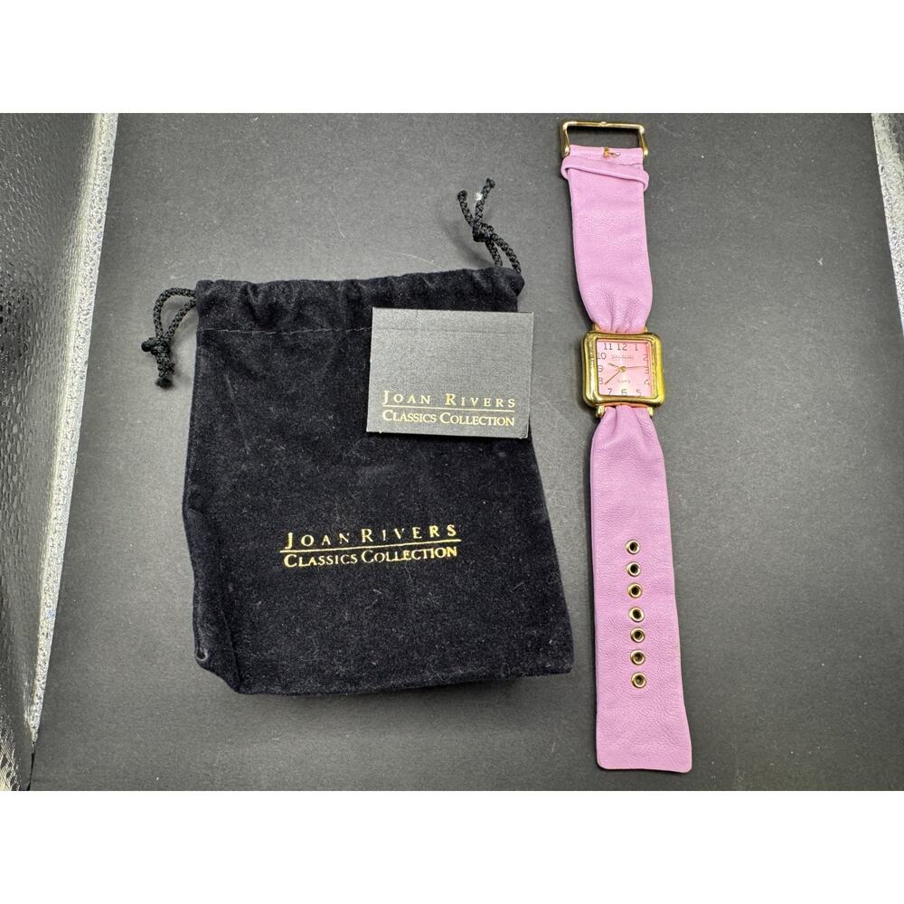 Joan Rivers Classic Collection #377 Pink Leather Band Gold Tone Women's Watch